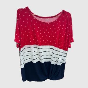 4th of July Vibrant Red Short Sleeve Tee with Breathable Fabric